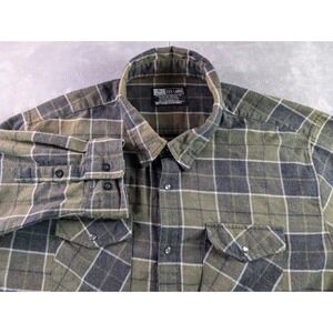 Troll Co. Dirty Hands Clean Money Flannel Shirt Mens XXXL Green Gray Plaid Snap